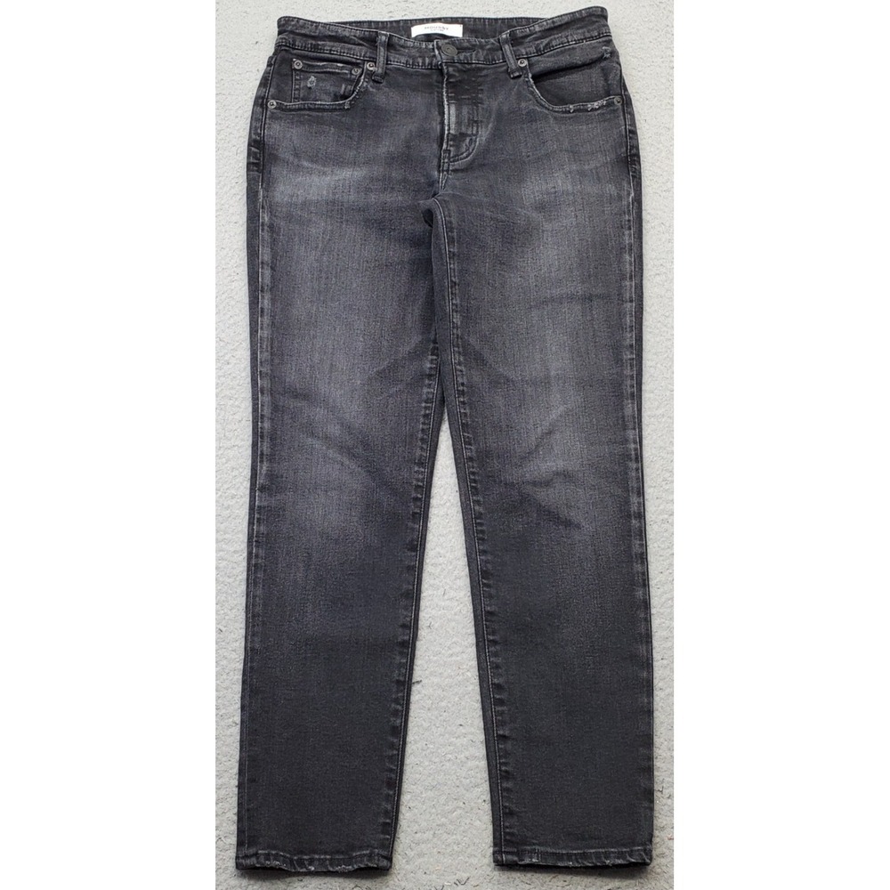 Vintage Moussy Straight Jeans Womens 26 Black Denim Stretch Boho Faded Dark Wash